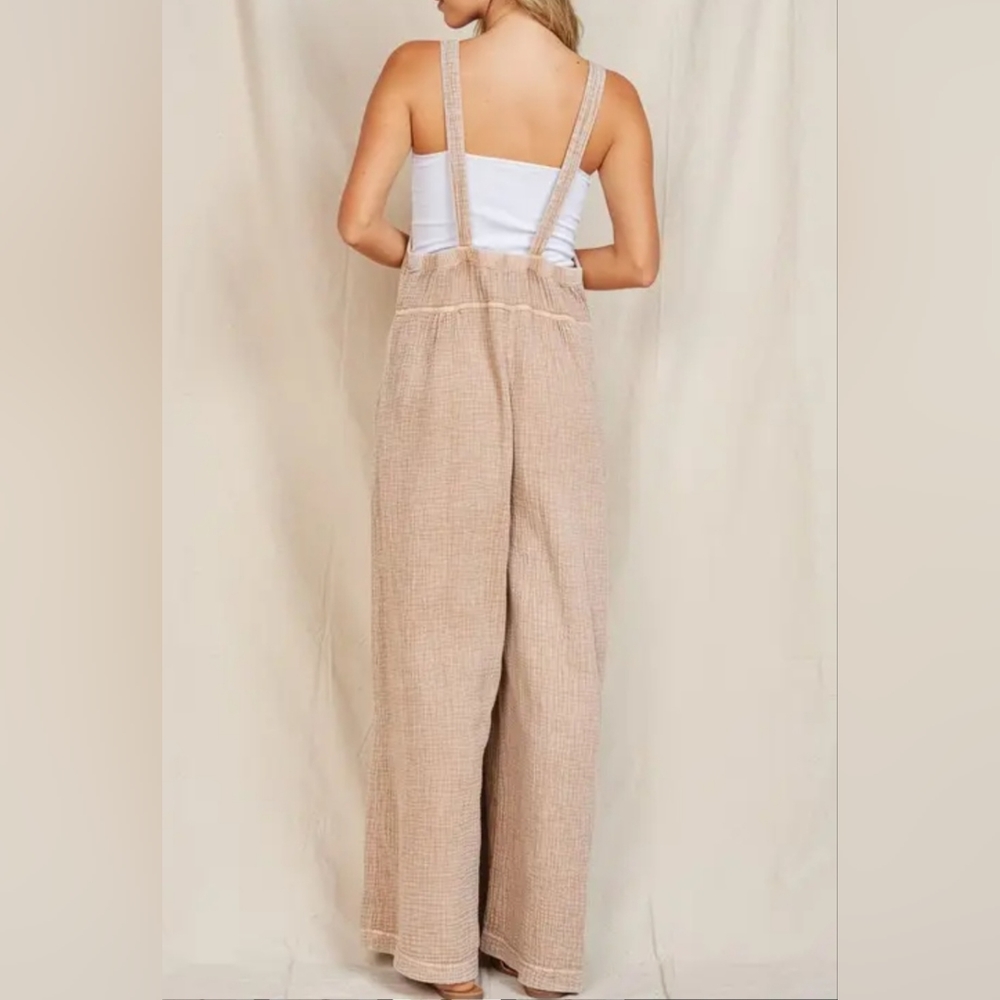 080 - ⭐️LAST ONE!⭐️ BRAND NEW! FABULOUS WIDE LEG COTTON OVERALLS JUMPSUIT - Picture 2 of 4